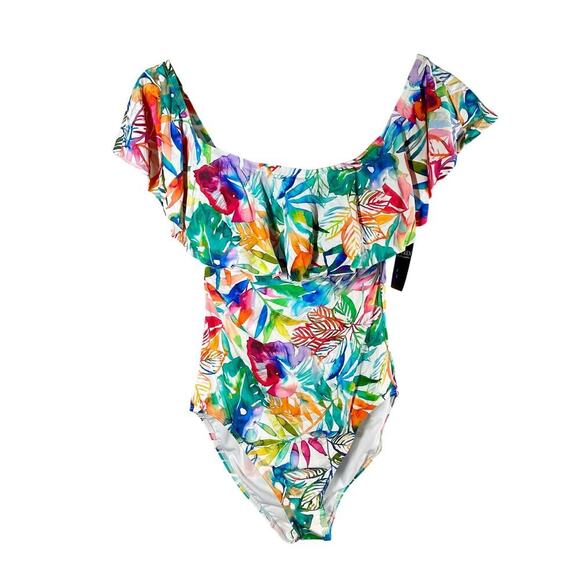 Lauren Ralph Lauren Off The Shoulder Tummy Control One Piece Swimsuit US 14 - Picture 1 of 11
